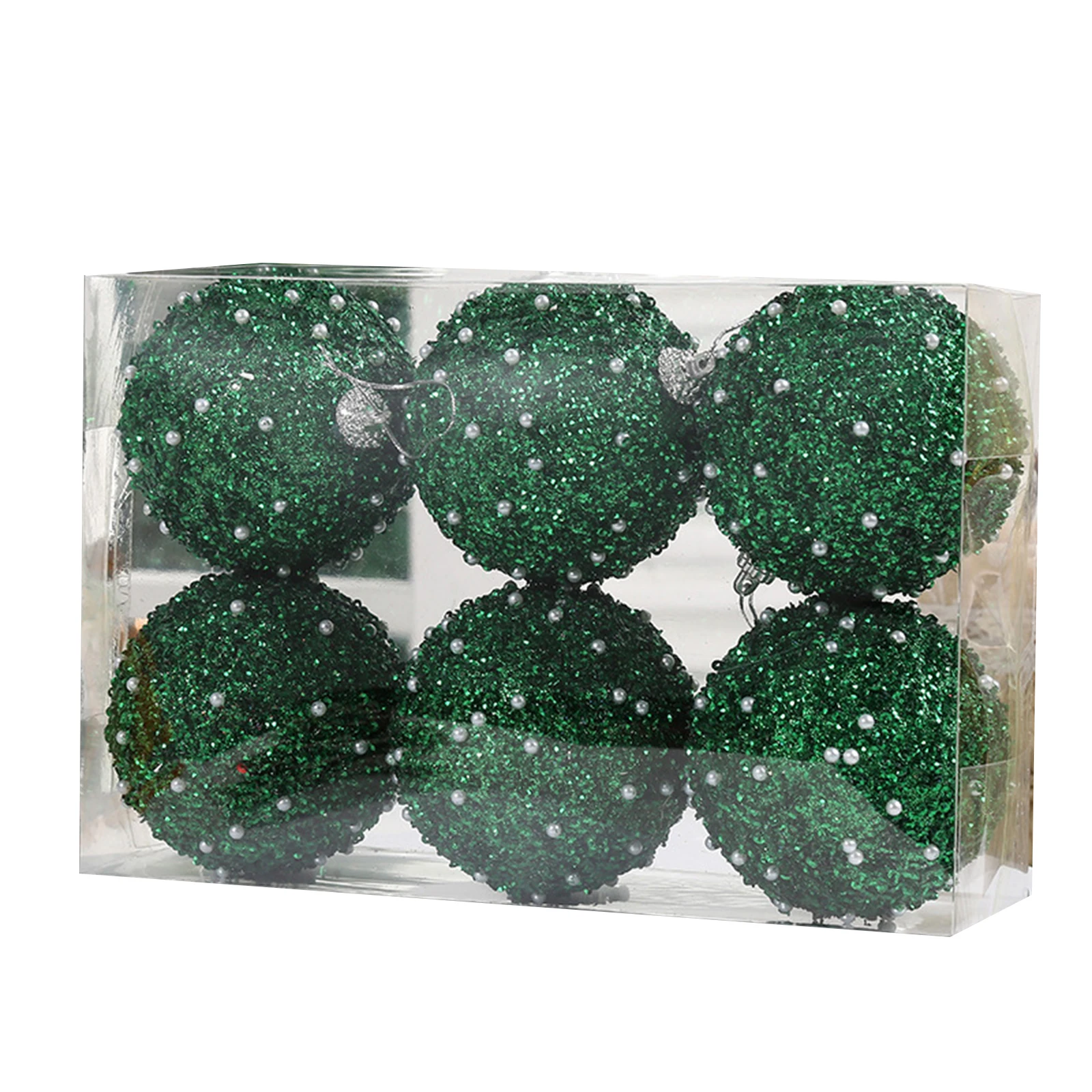 thumbnail image 1 of Juego de 6 adornos navideños con forma de bola para árbol de Navidad con cuerda para colgar, decoración navideña para fiestas navideñas en casa, 1 of 5