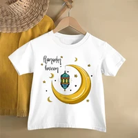 Ramadan Kareem Moon Sater Printed Kids Shirts Eid Mubarak Child T-shirt Islamic Muslim Holiday Outfit Children Short Sleeve Tops 1