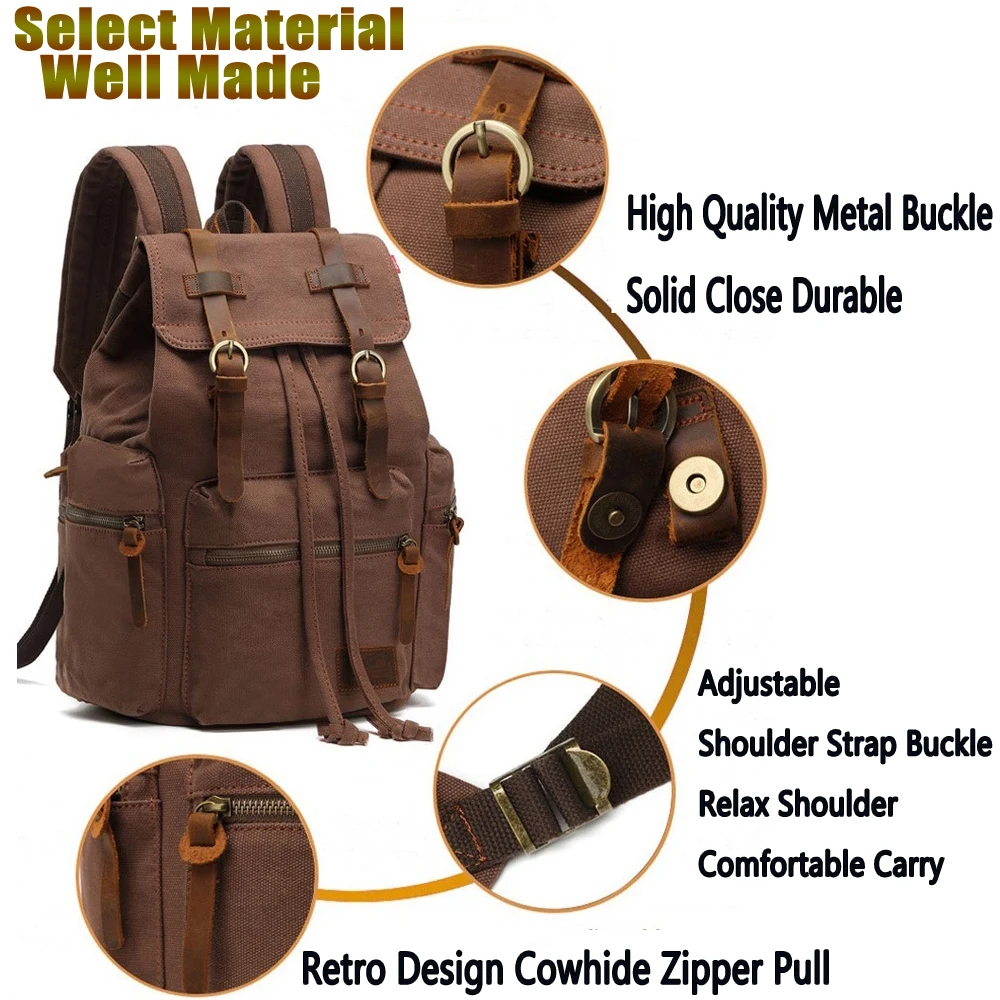 Mochila Vintage De Lona Para Portatil Y Tablet 17 -marron