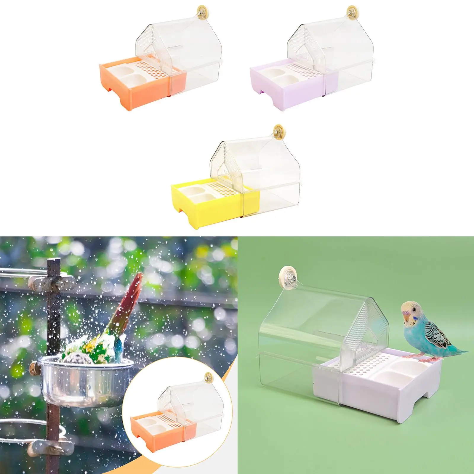 Parrot Bathing Box Clear Parrot Bath Tub for Finches Canaries Like Lovebirds