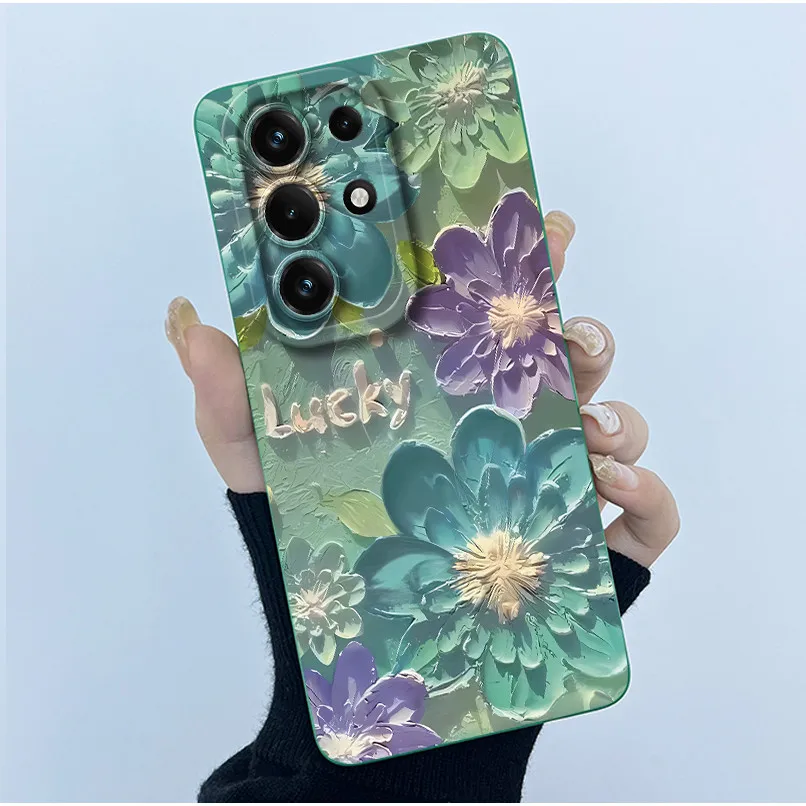 Simplicity Oil Painting Floral Silicone Soft Shockproof Back Cover