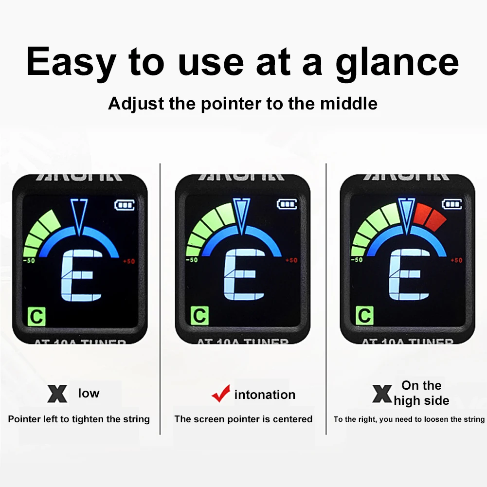 Digital Electronic Tuner Foldable Rotatable Acoustic Guitar Tuner Electric Guitar Tuner for Acoustic Guitar Ukulele Bass Violin