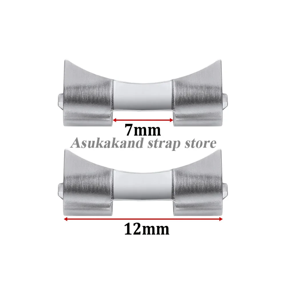 Enhanced Stainless Steel Watch Band Connector with Curved End Link - Multiple Sizes