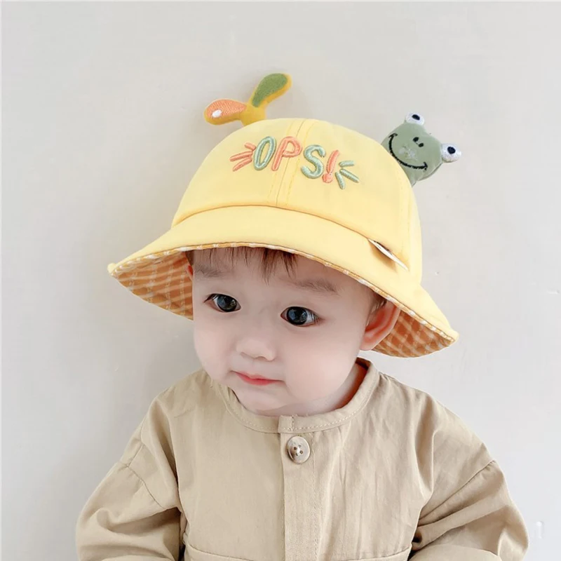 Spring Summer Baby Bucket Hat Cute Dinosaur Ear Newborn Panama Cap Solid Outdoor Beach Fisherma Hats Kids Baby Boy Girl Sun Hats 2022 new v collar vest dinosaur sweater men s spring autumn cartoon couple sweater vest sleeveless sweater fashion