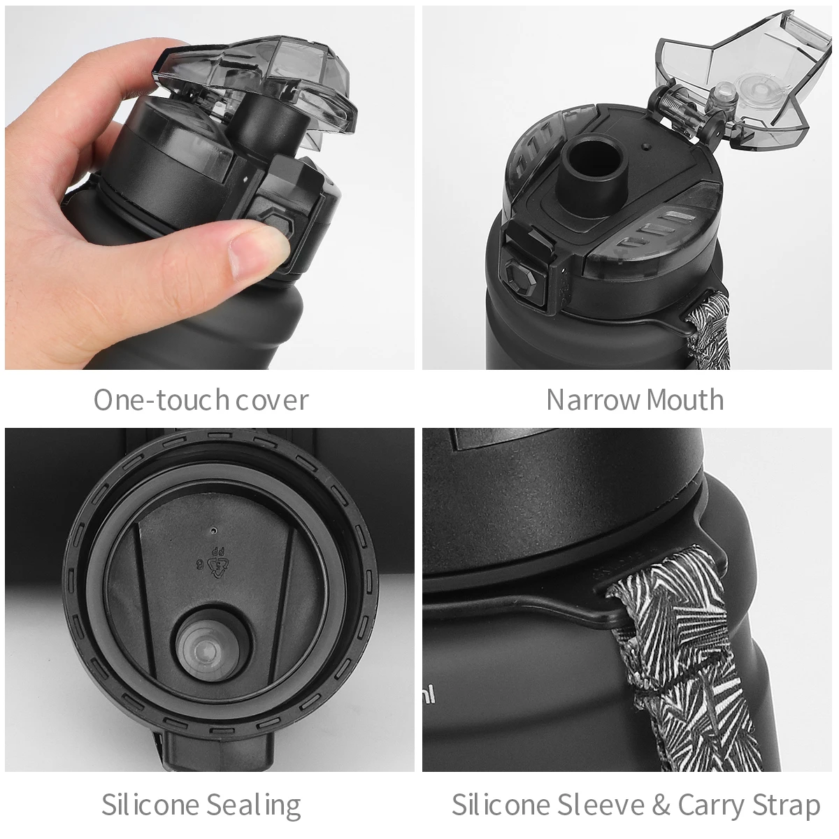 BPA Free Sports Water Bottle 1000ml Outdoor Travel Portable Bottle Leakproof Ecofriendly Plastic Drinking Bottles For Fruit Tea