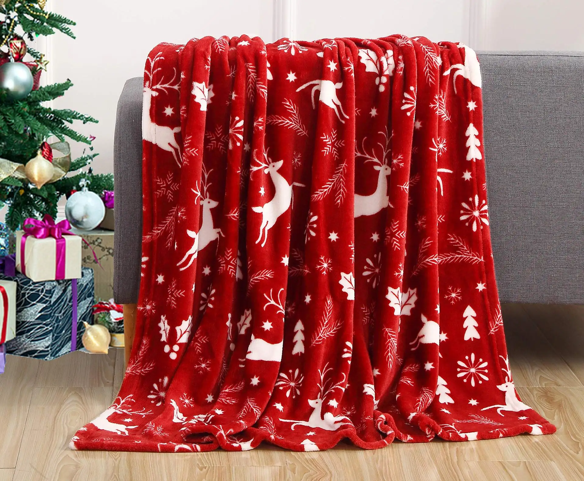 Christmas Flannel Single Layer Cover Blanket, Outdoor Camping, Autumn280G