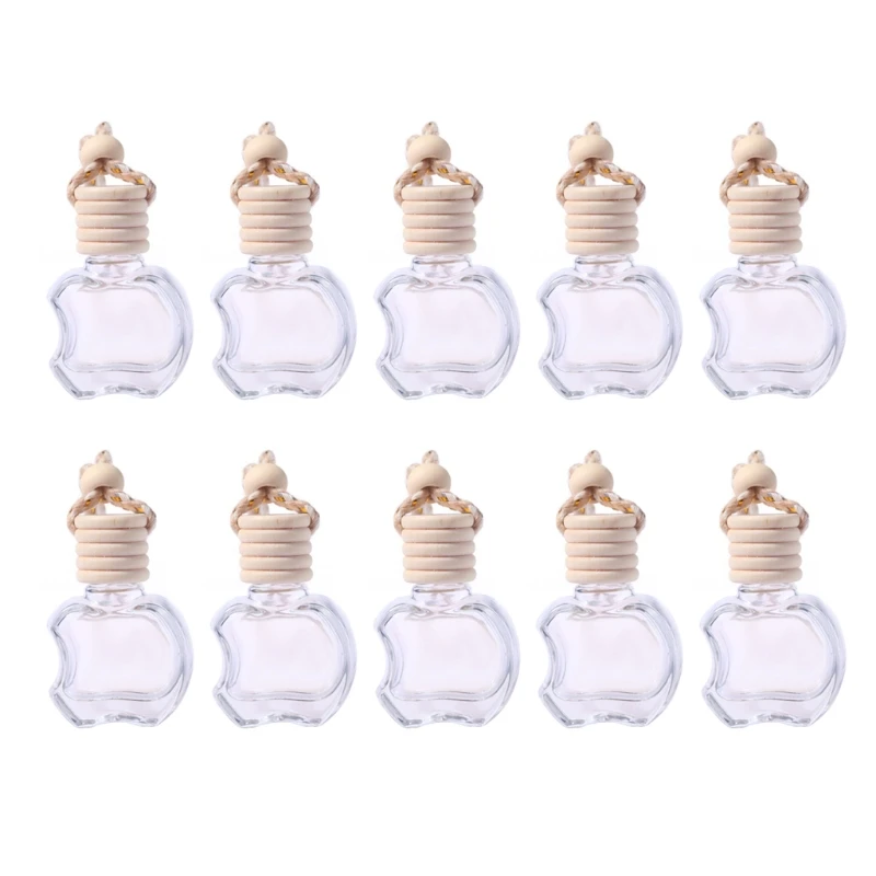 10Pcs Car Hanging Glass Bottle Empty Dispenser Refillable Essential Oils Diffuser Air Fresher Fragrance