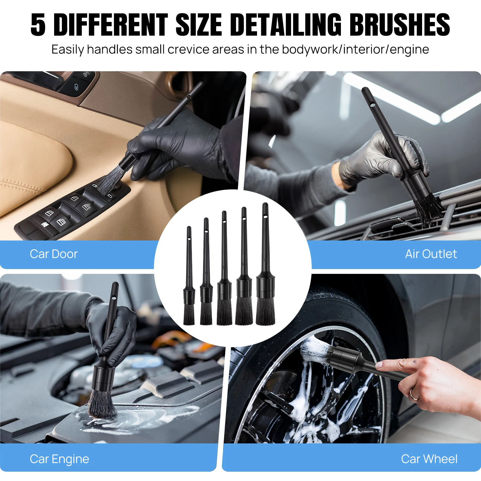 BRIEFNESS 29pcs Car Cleaning Kit Wheels/Interior/Exterior/Leather/Dashboard/Vent Car Beauty Tools, Car Care Cleaning Kit: 3 - 5 Days Free Delivery Only UK