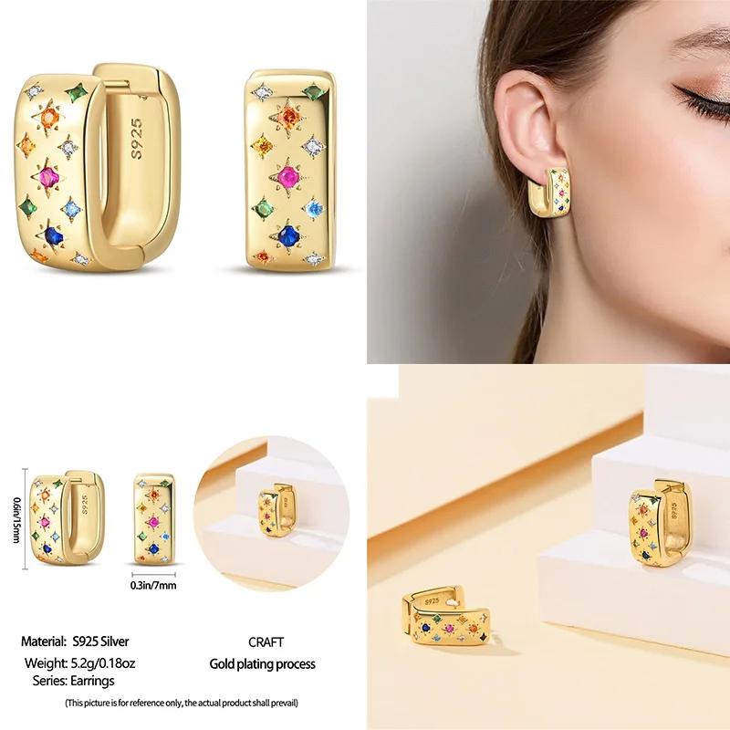 Orecchini A Perno In Argento 925 Con Nuvola E Arcobaleno - Bijoux Blu, Gioielli Coreani Per Donna