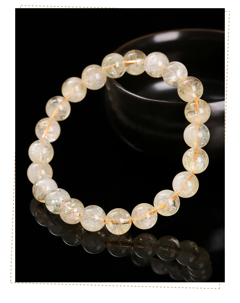 JD 1A Naturstein Citrin Perlen Armbänder Frauen Mode Schmuck Reiki Healing Energie Perle Stretch Armreifen Handgemachte Yoga Geschenk – Detail 7