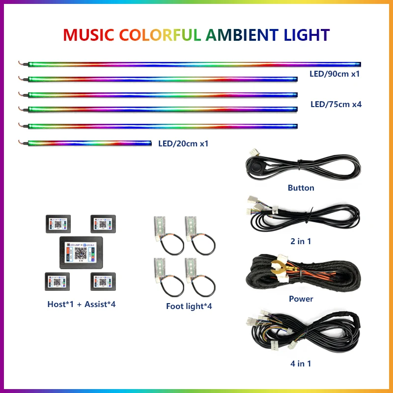 Tesla Car Ambient Lights - RGB 64-Color LED Interior Strip Symphony Atmosphere Lamp Accessories