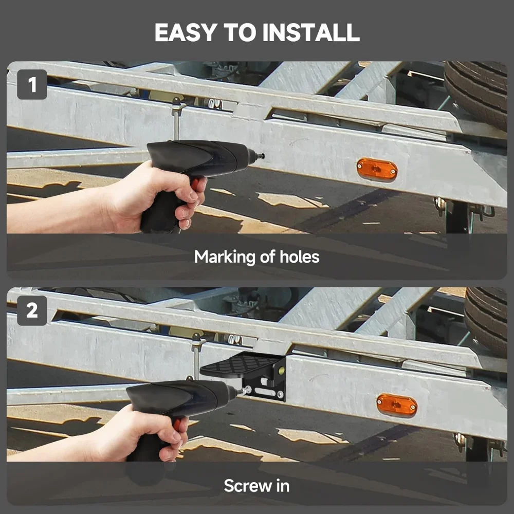 2PCS Folding Truck Bed Step Anti-Slip for Boat Trailer Bumper Pickup Truck Tailgate Ladder Campers RV Exterior Accessories 2