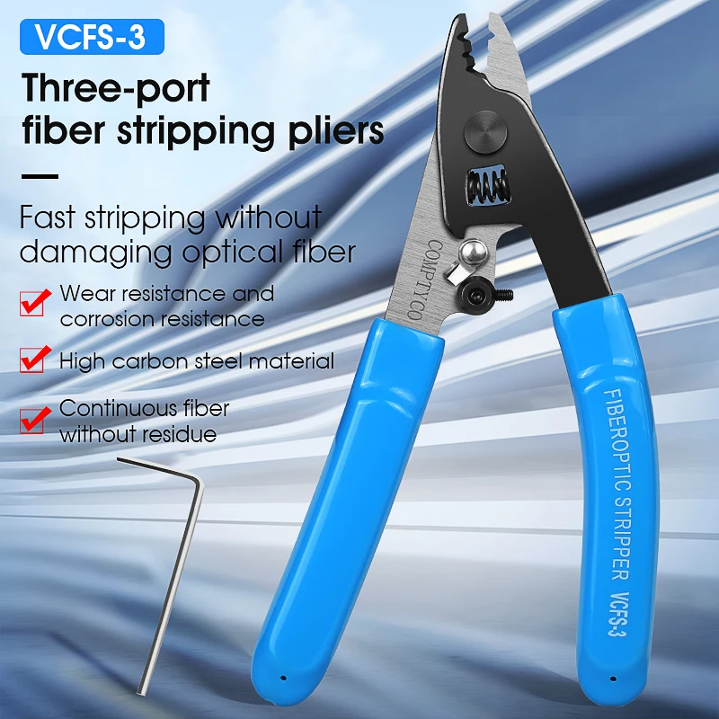 

COMPTYCO VCFS-3 Three-port Fiber Optical Stripper Pliers Wire Strippers for FTTH Tools Optic Stripping Plier Tool