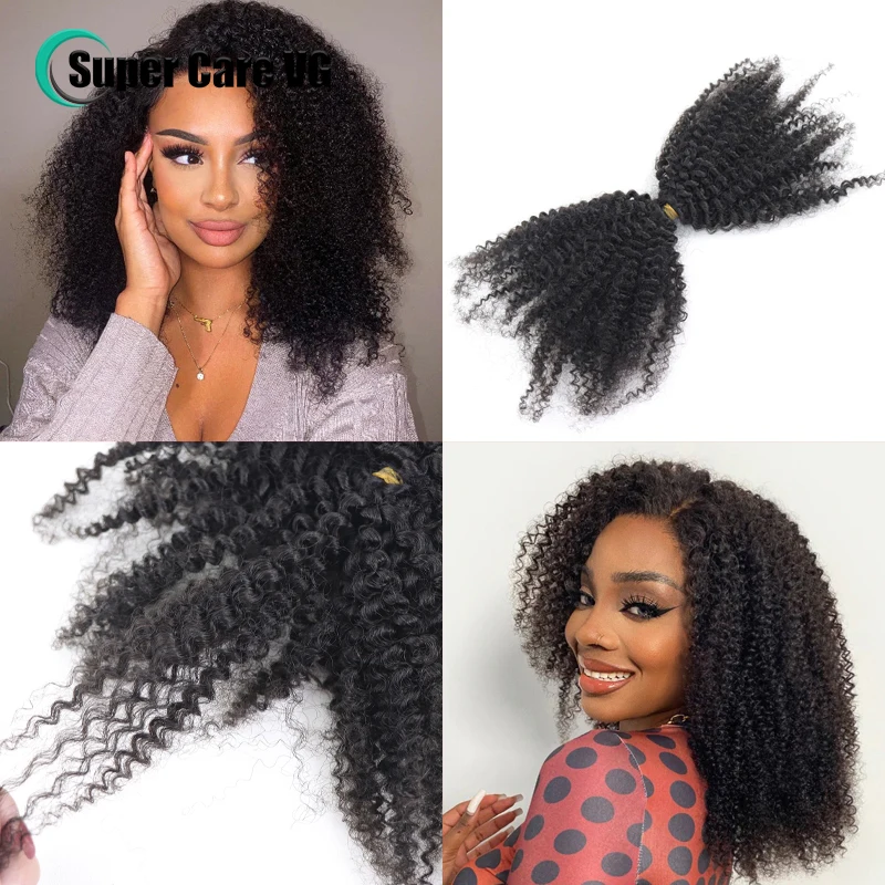Kinky Curly Human Hair Extensions Double Drawn Brazilian Virgin Hair Bulk For Women Braiding Natural Crochet Braids Bundles 50g