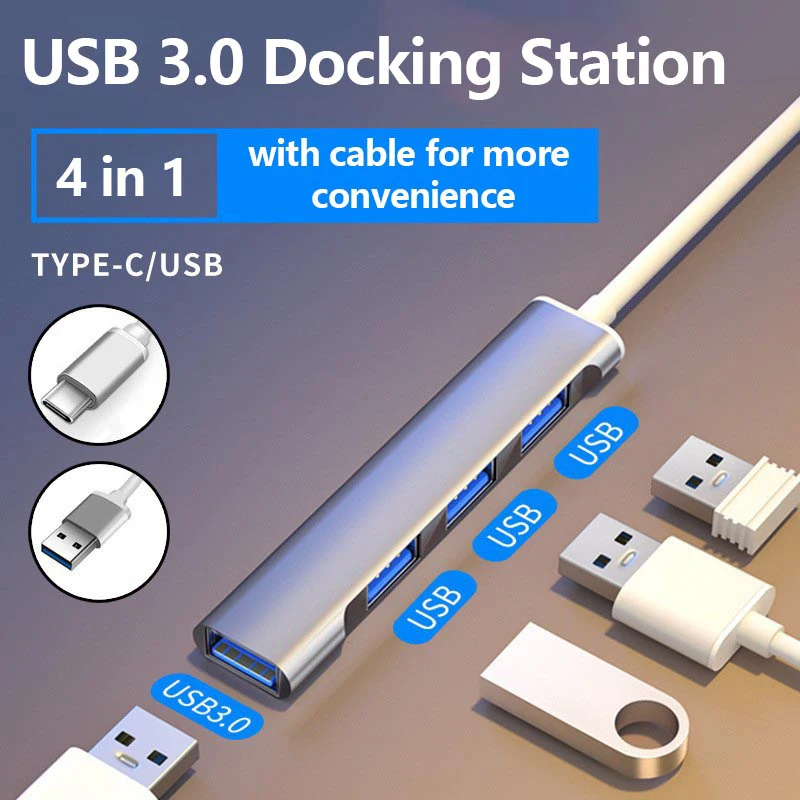 USB C 허브 3.0 C 타입 3.1, 4 포트 멀티 스플리터 어댑터, OTG 컴퓨..