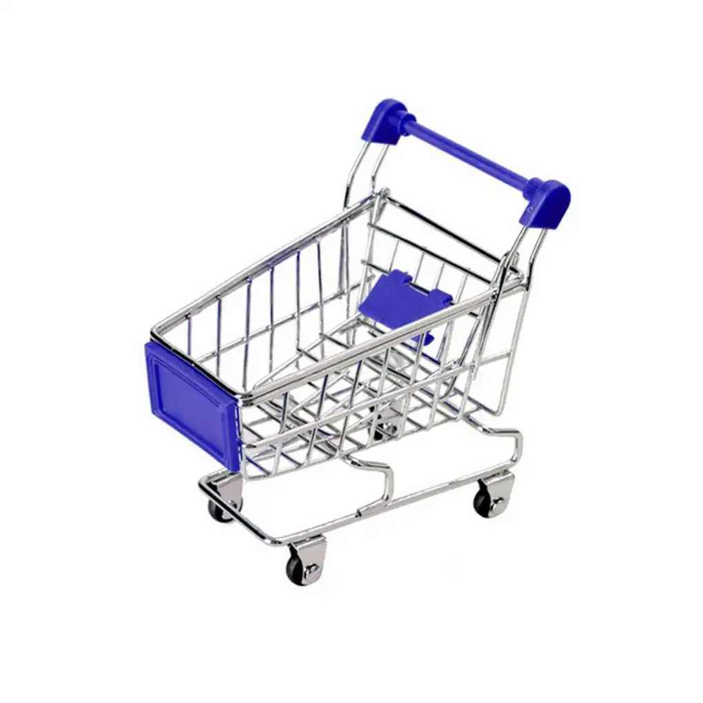 Pretend Play Groceries Toys Supermarket Handcart Toys Carts Storage Folding Mini Shopping Cart Basket Toys for Children Kids images - 6