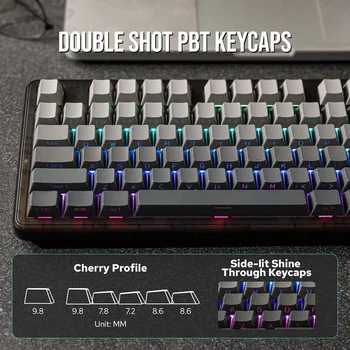 AULA F87 Pro Mechanical Keyboard 3 Mode 2.4G/USB/Bluetooth Tri Mode Wireless Gaming Keyboard 87 Key Hotswap RGB Gasket Keyboard 5