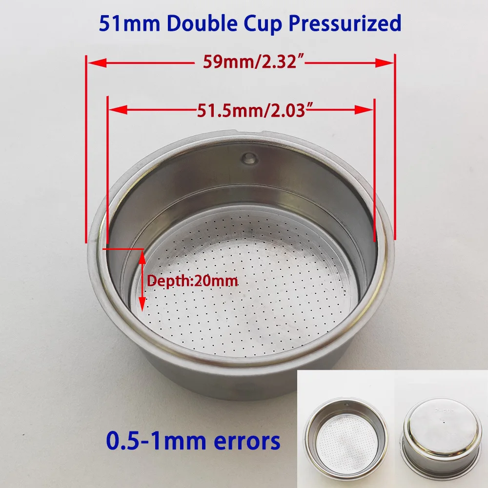 Filtro Caffè Riutilizzabile In Acciaio 54mm, Non Pressurizzato, Per Macchina Caffè Serie 870, 2.13 Pollici