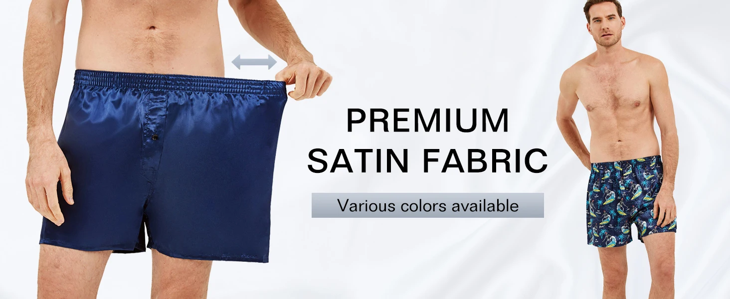 Description Picture 4 of itemJupiterSecret 6 Pcs Mens Satin Boxers Shorts, Silk Feeling Sleep Shorts With Elastic Waistband