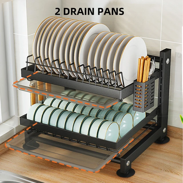 Stainless Steel 201 Over Sink Dish Rack Adjustable Dish Drainer Rack  Anti-Rust Sink Drainer Draining Rack for Kitchen