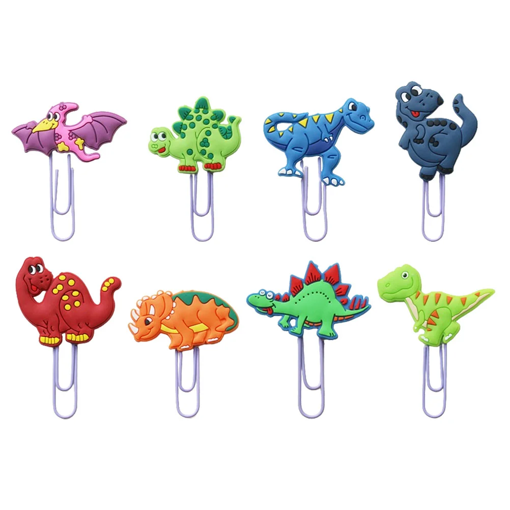 

8 Pcs Dinosaur Bookmark Document Paper Clips Cartoon Decorative Small Paperclips Adorable Shaped Pvc