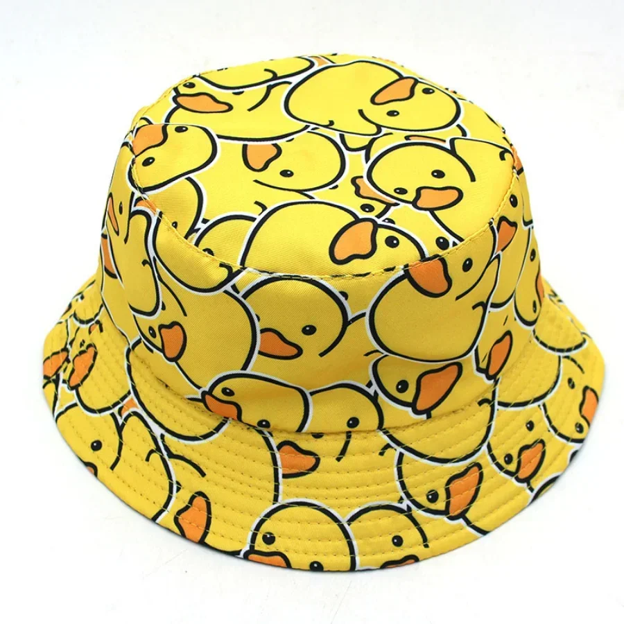 Summer Sun Hat Reversible Yellow Duck Bucket Hat For Men Women Cotton Bob Panama Girls Beach Travel Outdoor Fisherman