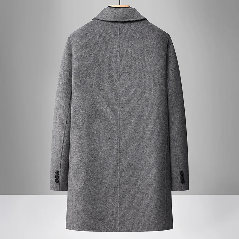 COMXZ Men Trench Coat Light Luxury Removable Liner Classic Business Wool Blends Coat Cold Proof Office Trip High-End  Wool Coat