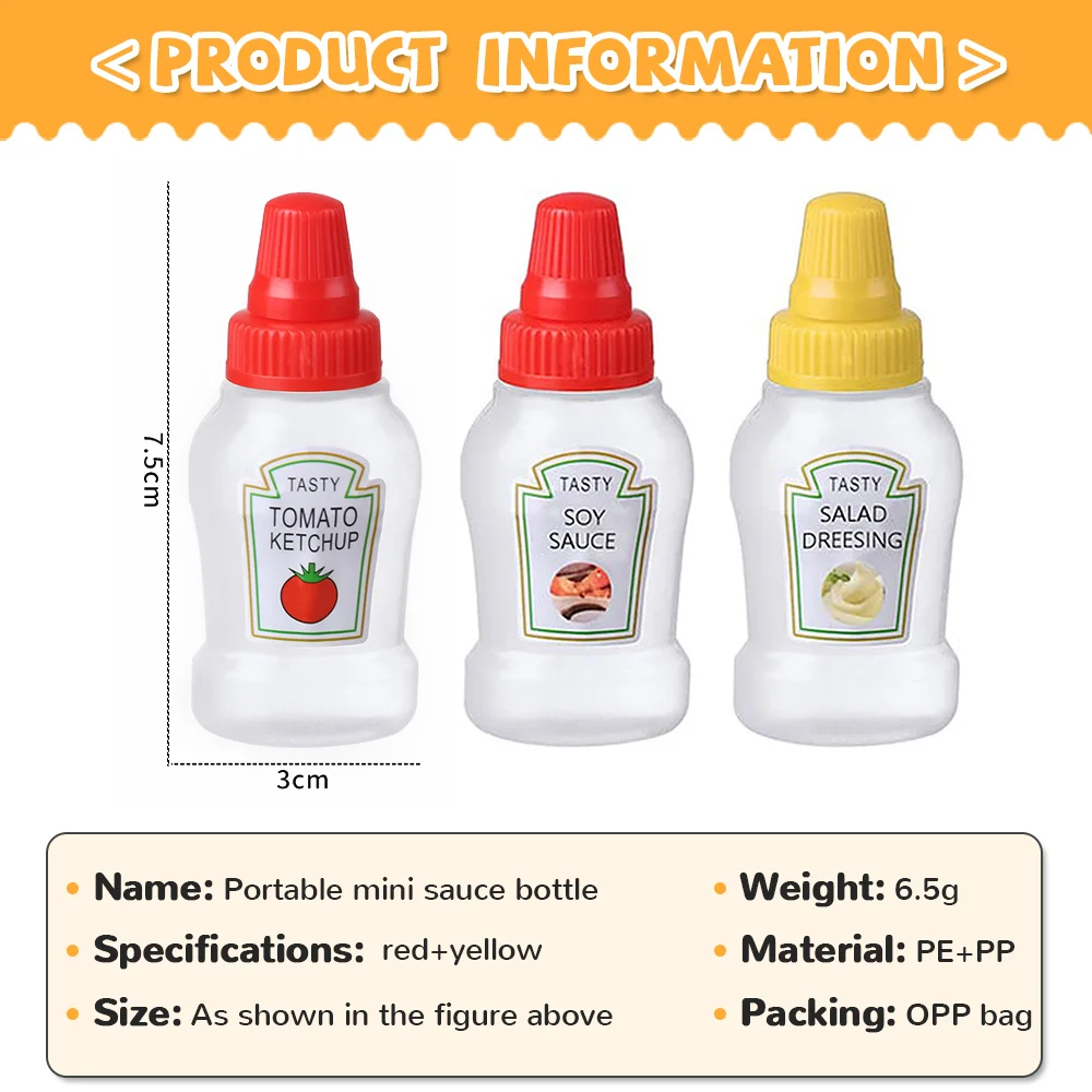 25ml Mini Sauce Bottle Refillable Ketchup Honey Tomato Salad Containers Bottles Portable Sauce Jars Storage Dressing Dispensers sauce bottle