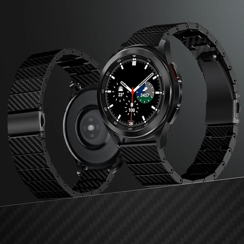 20Mm 22Mm Band For Samsung Watch 4 Classic 46Mm 42Mm Active 2 Carbon Fiber Luxury Link Bracelet Galaxy Watch 4 44Mm 40Mm Strap
