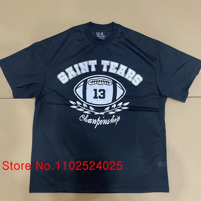 

Новинка, винтажные сетчатые летние спортивные Воздухопроницаемые быстросохнущие Топы Saint футболка с Майклом с короткими рукавами и защитой от солнца для мужчин и женщин