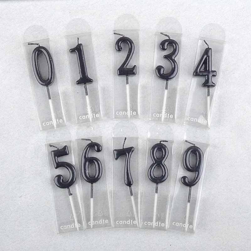 Number Birthday Candles 1 2 3 4 5 6 7 8 9 0 Black Color for Cake Party Supplies Decoration Cake
