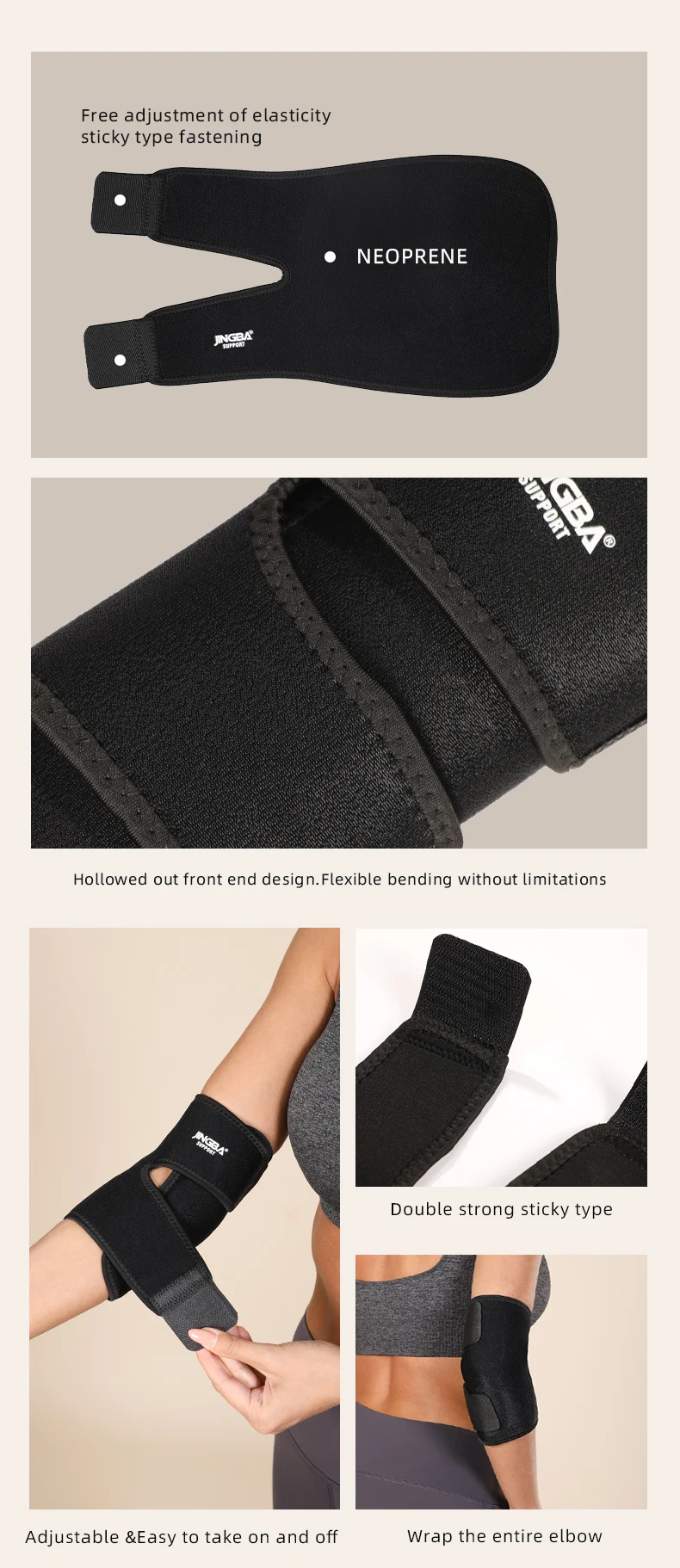 1-teilige verstellbare Ellenbogenstütze aus Neopren – bequemer Sport-Fitness-Schutz für Männer und Frauen – Detail 2