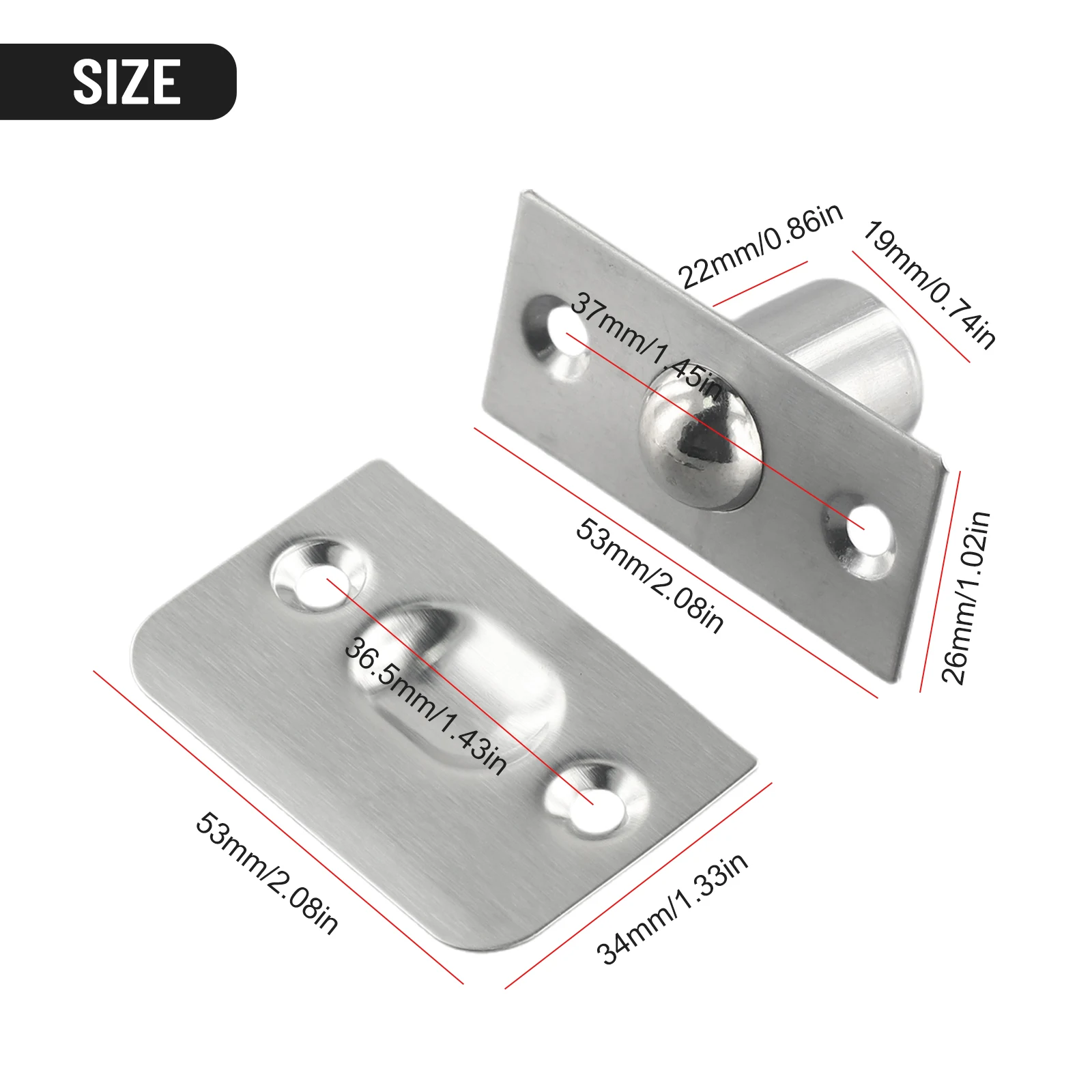 Cabinet Door Latch Door Top Bead Stainless Steel Spring Invisible Wooden Cabinet Door Beads Lock Closet Ball Catch Latch With Screws
