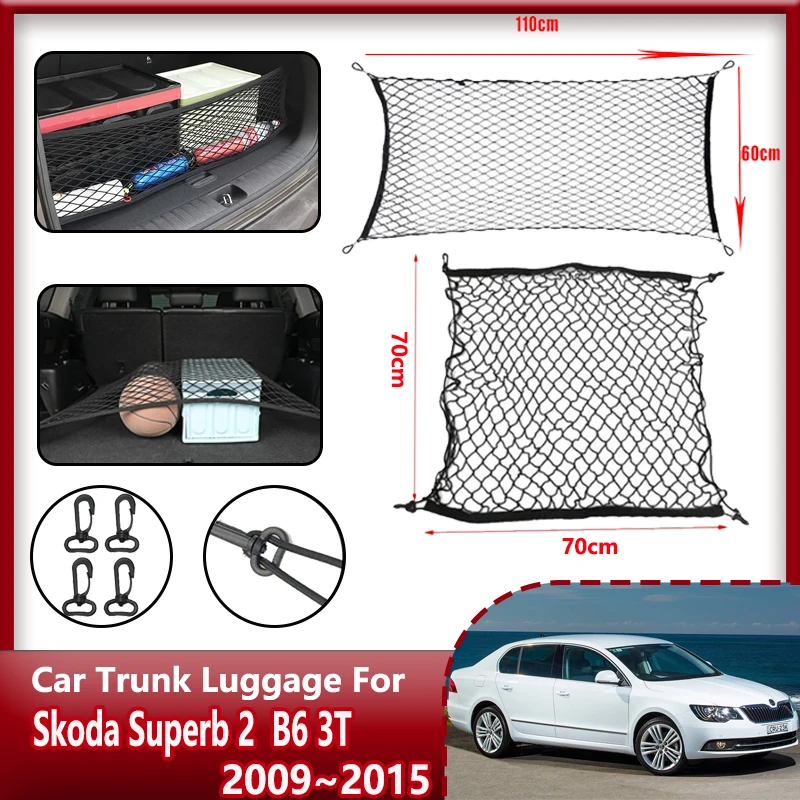 Kofferraum netz für Skoda Super 2 Zubehör 2009 ~ 2015 b6 3t Auto Boden Kofferraum  Kofferraum Netz elastische Lagerung Organizer Teil Zubehör - AliExpress