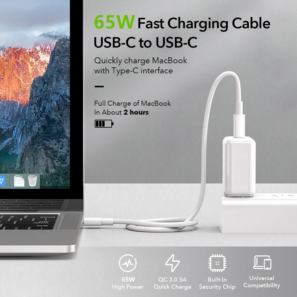 65W PD 고속 충전 케이블 USB C to USB C 퀵차지 케이블 고속 데이터 전송 와이어 (아이폰 16, 맥북, 화웨이, 삼성용)