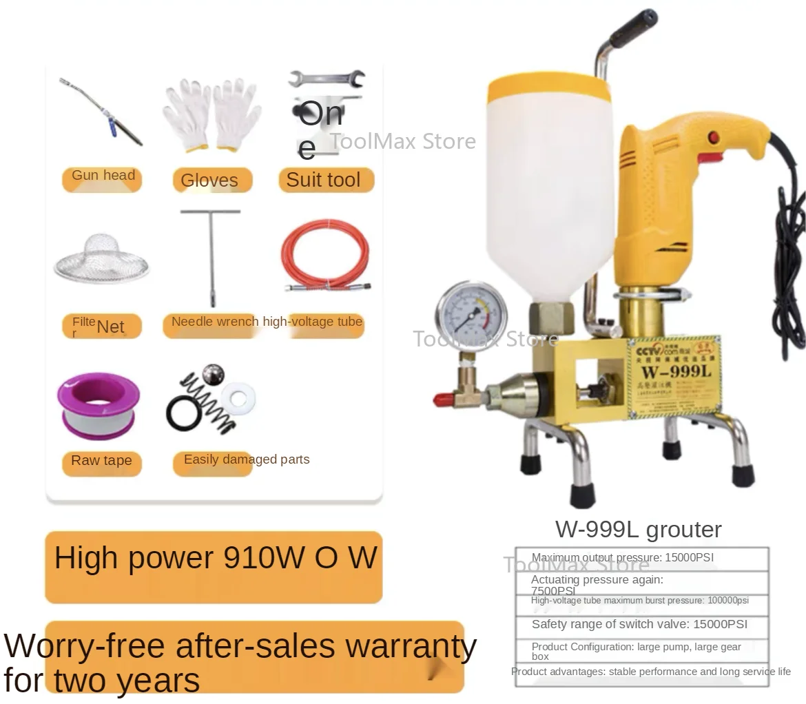 910W 1100W Two-fluid Epoxy injection pump Epoxy Polyurethane foam Grouting Machine Steel HosePolyurethane crack 999 high quality