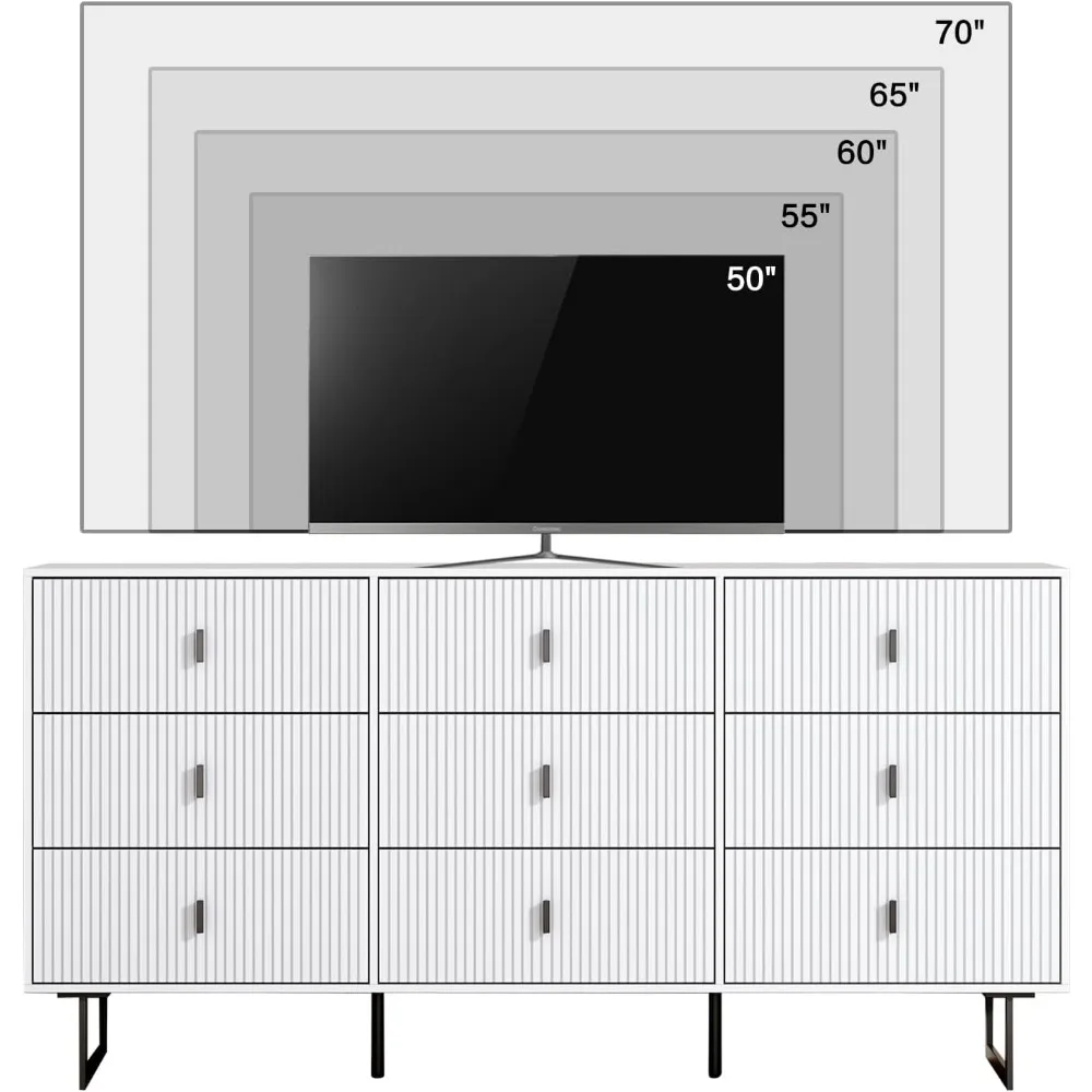 White 9 Drawer Dresser for Bedroom, Large Double Dresser with Wide Drawers, Modern Chest of Drawers,Storage Organizer Dresser 6