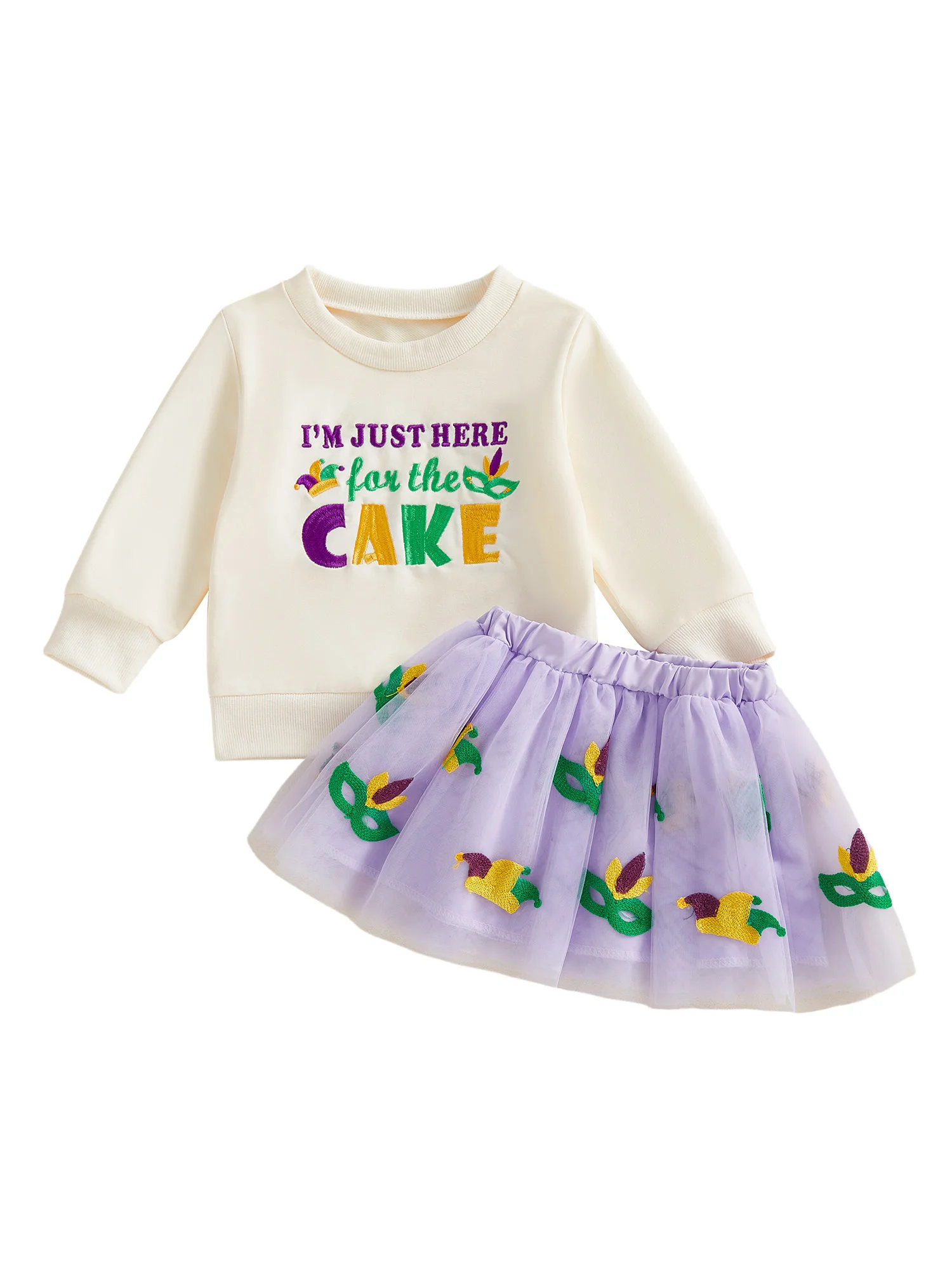 Women s Fall Festival Embroidered Blouse and Tulle Skirt Set with Long Sleeves and O Neckline for Autumn Celebration