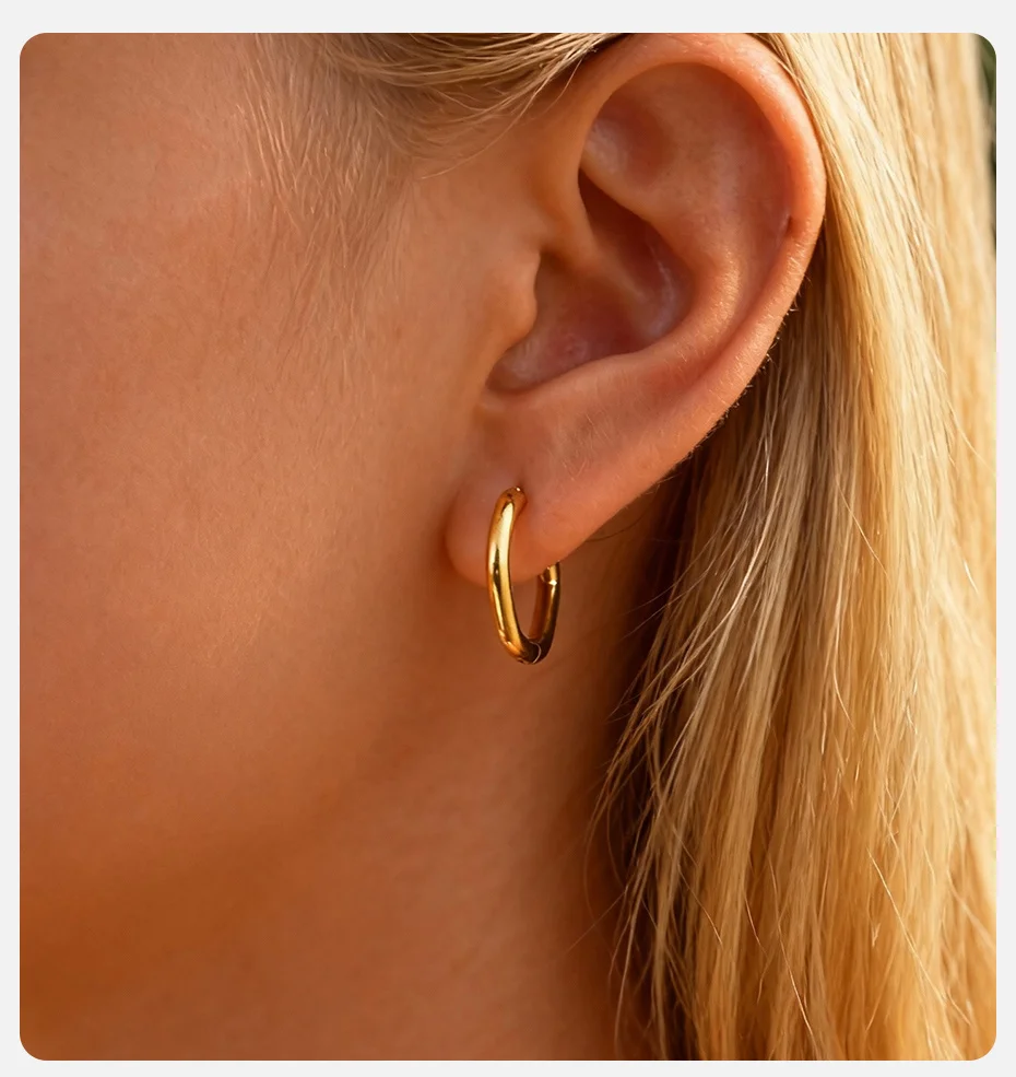 Vnox 6-teiliges Set Edelstahl-Ohrringe für Damen, Goldfarben, Unregelmäßige Creolen, Schmuckset – Detail 2