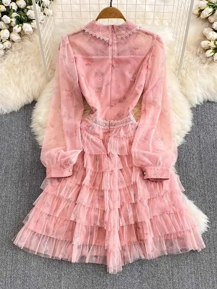 2024 Spring Summer Embroidery Cake Lolita Dress Women Cute Lace