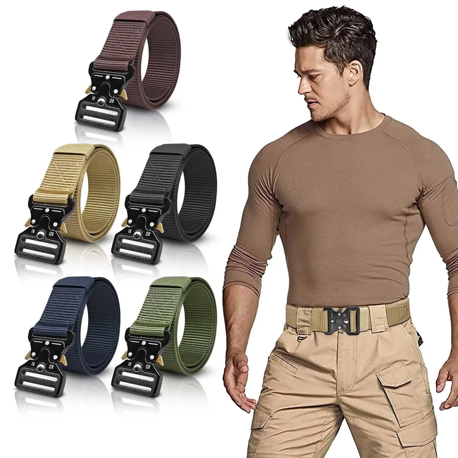 Outdoor Tactical Equipment Men'S Canvas Belt Simple And Fashionable Youth Mountaineering Travel Cycling Training Waistband