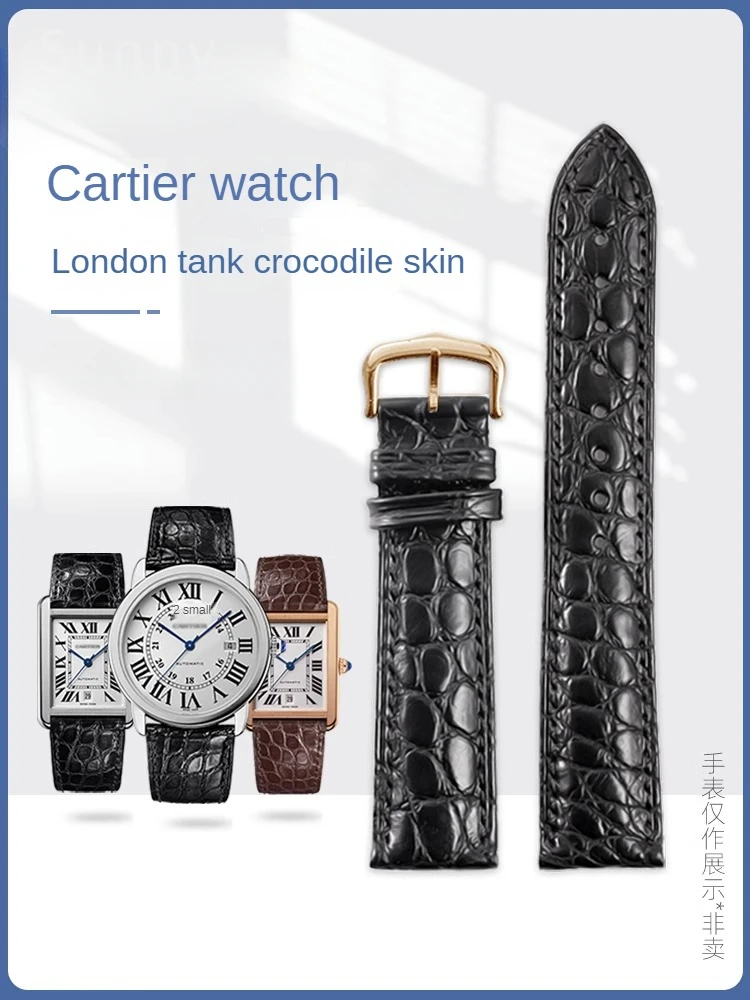 Accessori Comfort Impermeabili In Pelle Di Coccodrillo Americano Per Cartier London Ronde Solo Brown Key Tank Cinturini Da Uomo 22 24Mm