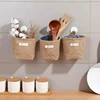 2Pcs Cotton And Linen Fabric Storage Bag Wall Hanging Storage Bag Hanging Pocket Behind The Door Dormitory Mini Cloth Bag 5