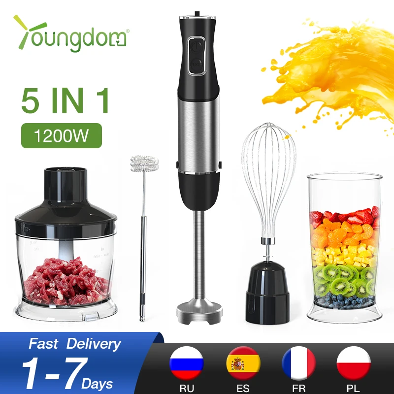 ElectricStickHandBlender5in1HandheldMixer1200W220VStainless