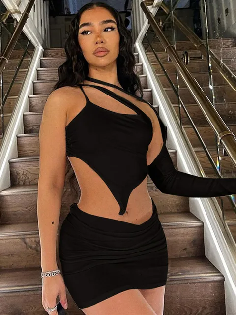 Ggbaofan Elegant Irregular Backless Co-ord Sets 3 Pieces Sexy Women's Set  Fashion Outfits Matching Sets Rave Festival Solid - Dress Sets - AliExpress