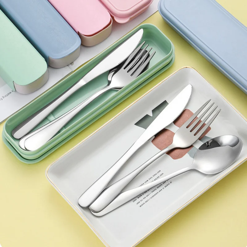 Cutlery Set Picnic Cutlery Set Stainless Steel Cutlery Set Camping Cutlery Set Portable Stainless Steel Cutlery Suit With Storage Box Chopstick Fork Spoon Knife Travel Tableware Set Camping Cutlery