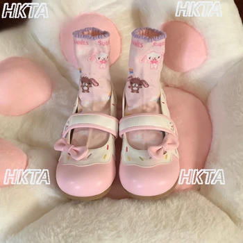 Scarpe piccole in pelle con suola piatta morbida giapponese Cute Lolita Girl Design originale Mary Jane Scarpe basse a testa tonda carine Scarpe da donna 1