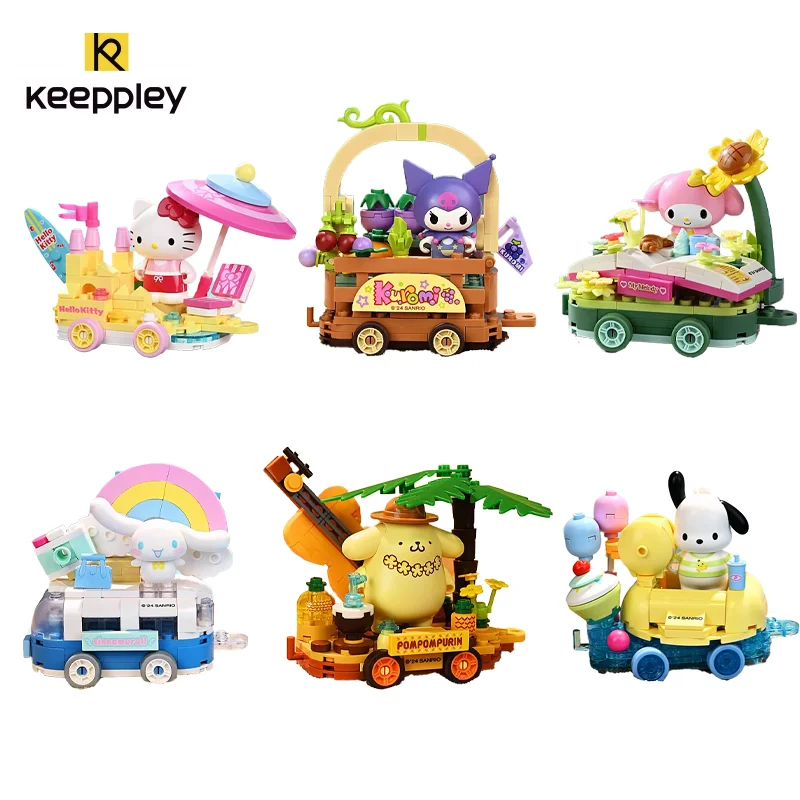 

Keeppley Sanrio Float Parade Building Block Toy Kuromi Cinnamoroll Hello Kitty Pochacco Pompom Purin Splicing Model Gift