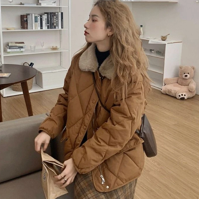 Parkas Women Sweet Preppy Temper Warm Winter Minimalist Girlish Streetwear All-match American Stylish Designer Куртка Зимняя Ins