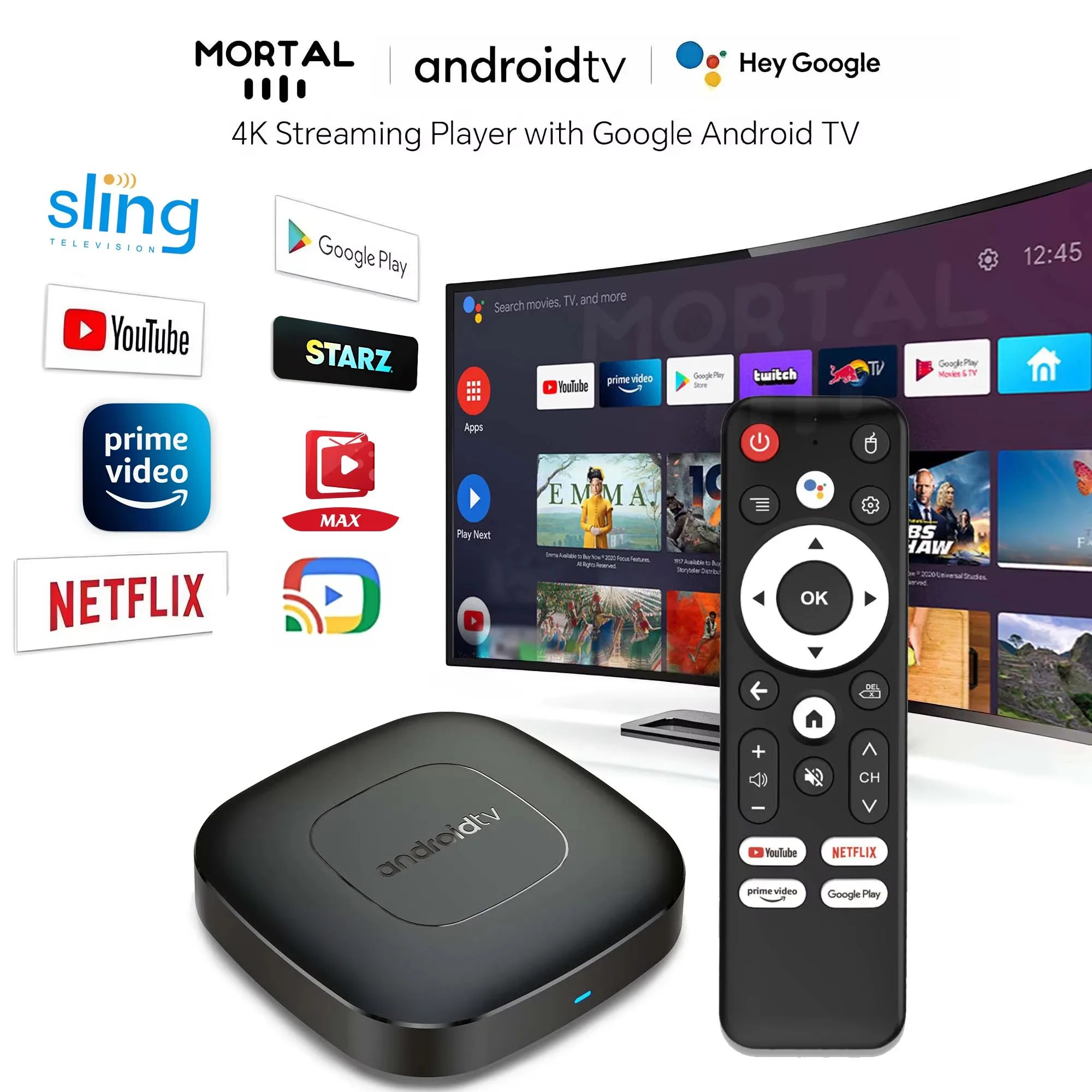 Smart TV Box Streaming Media Player Global Version Mortal T1 Bluetooth Google Assistant Android13 AllwinnerH313 2.4G&5G Wifi 4K